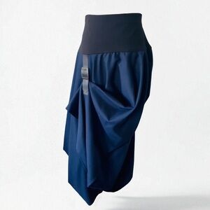 New! ANARKH BLUE ASYMMETRICAL AVANT GARDE WOOL SKIRT SIZE MEDIUM